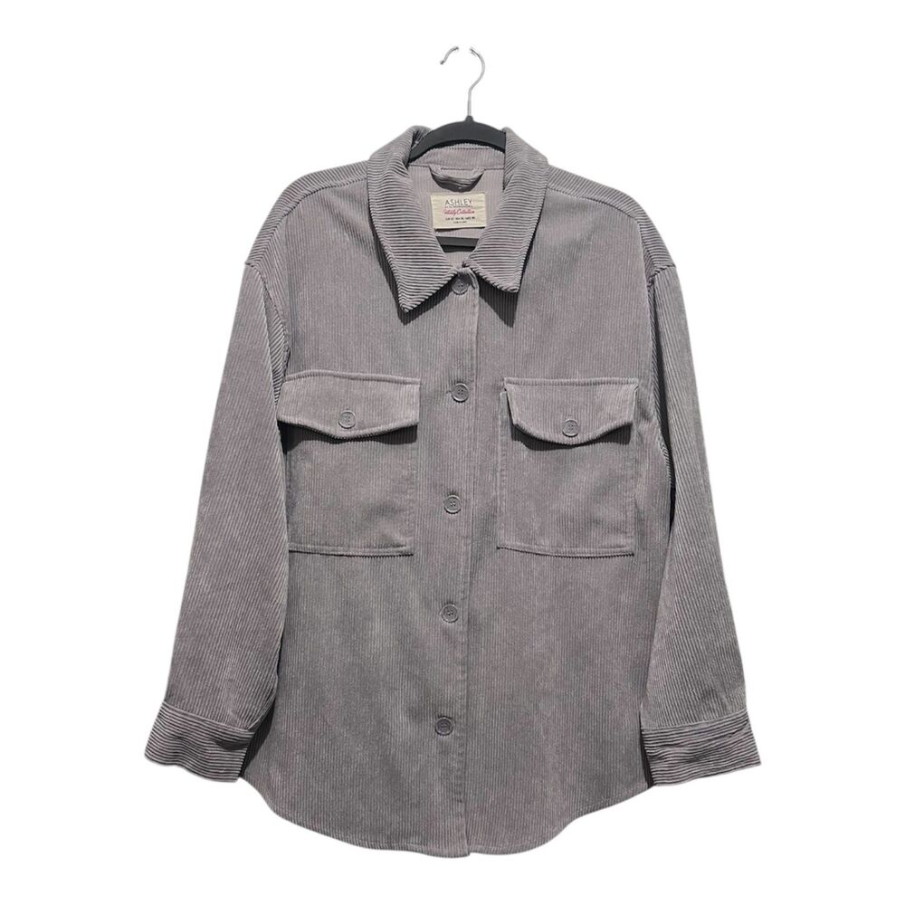 Ashley by 26 International Gray Corduroy Shacket Top XL Gorpcore Utility - Picture 1 of 4